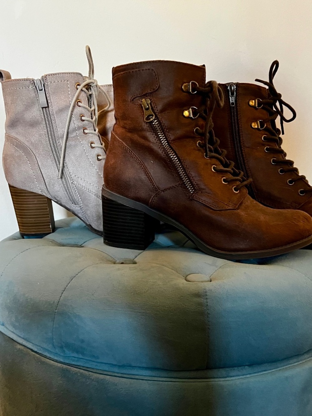 2 pair whimsigoth witch granny lace up zipper ankle boots